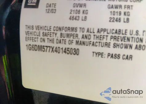 2004 Cadillac Cts Standard из США, поврежденный, VIN 1G6DM577X40145030